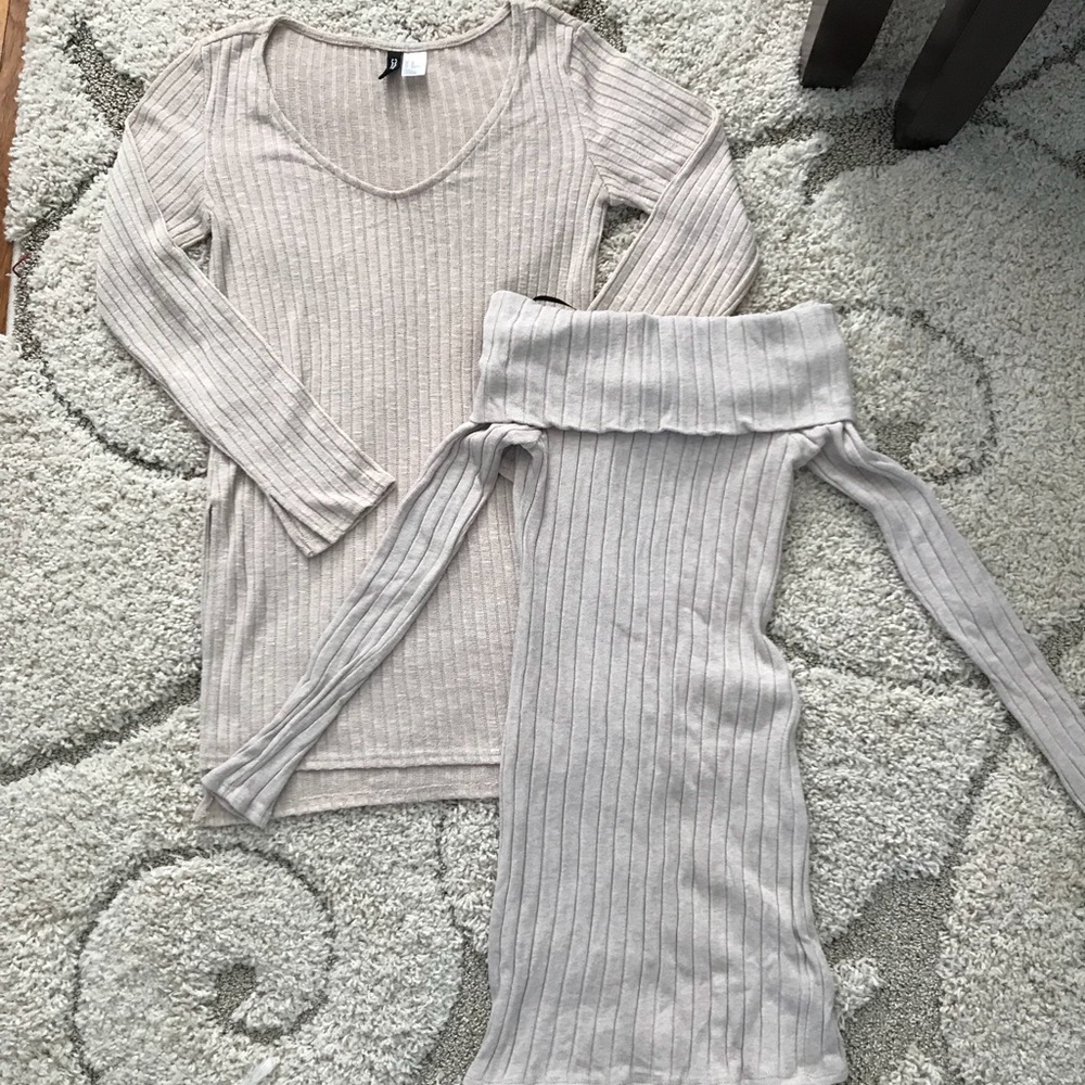 Cream V Neck & off the shoulder sweaters. NWOT